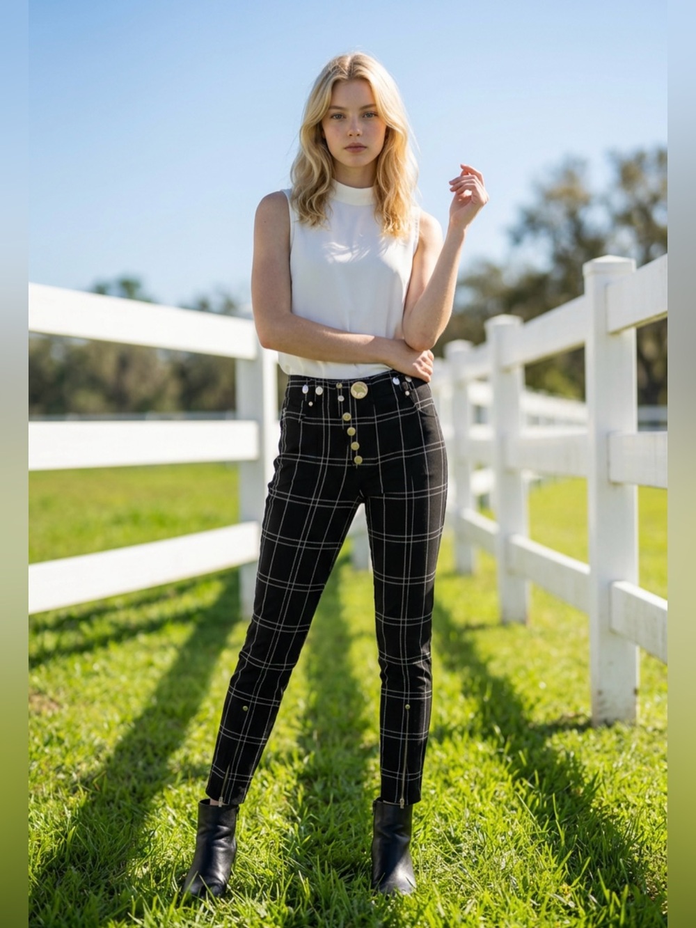 Alexander Wang  plaid print skinny leg pants
